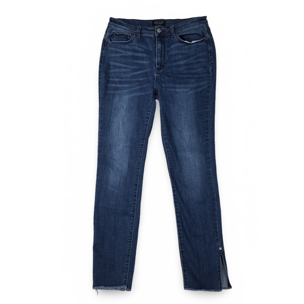 Judy Blue Skinny Jeans Size 13/31 Dark Wash Denim Raw Hem Side Slit Stretch Y2K